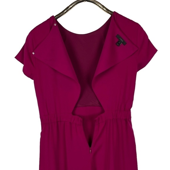 J. CREW DRAPEY WRAP BACK DEEP BERRY PINK WIDE LEG CROPPED SHORT SLEEVE JUMPSUIT - Picture 7 of 13